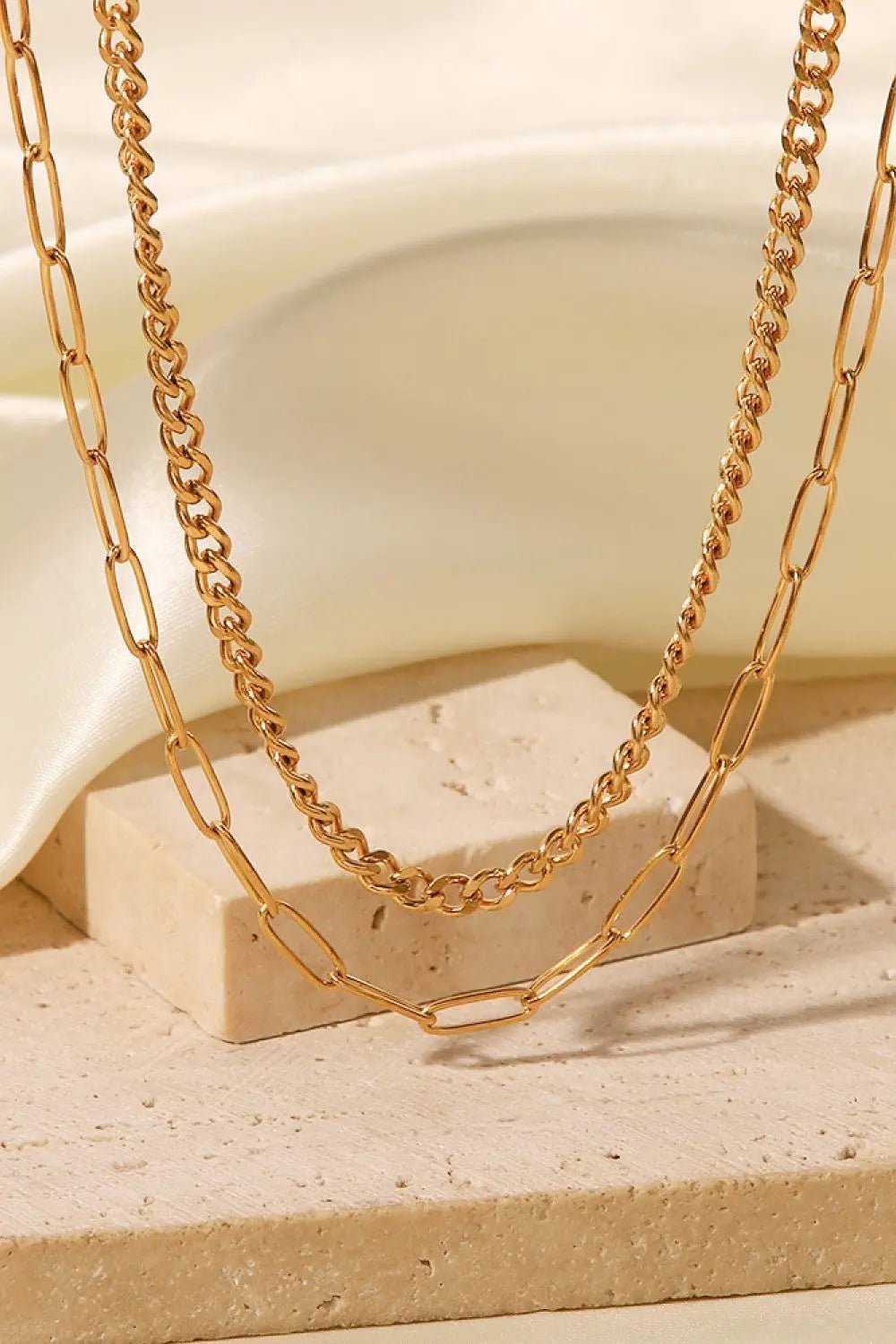18K Gold Plated Layered Chain Necklace - Celeste layered necklace