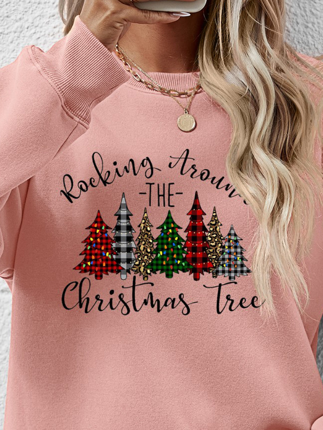 Sudadera con cuello redondo y gráfico de árbol de Navidad