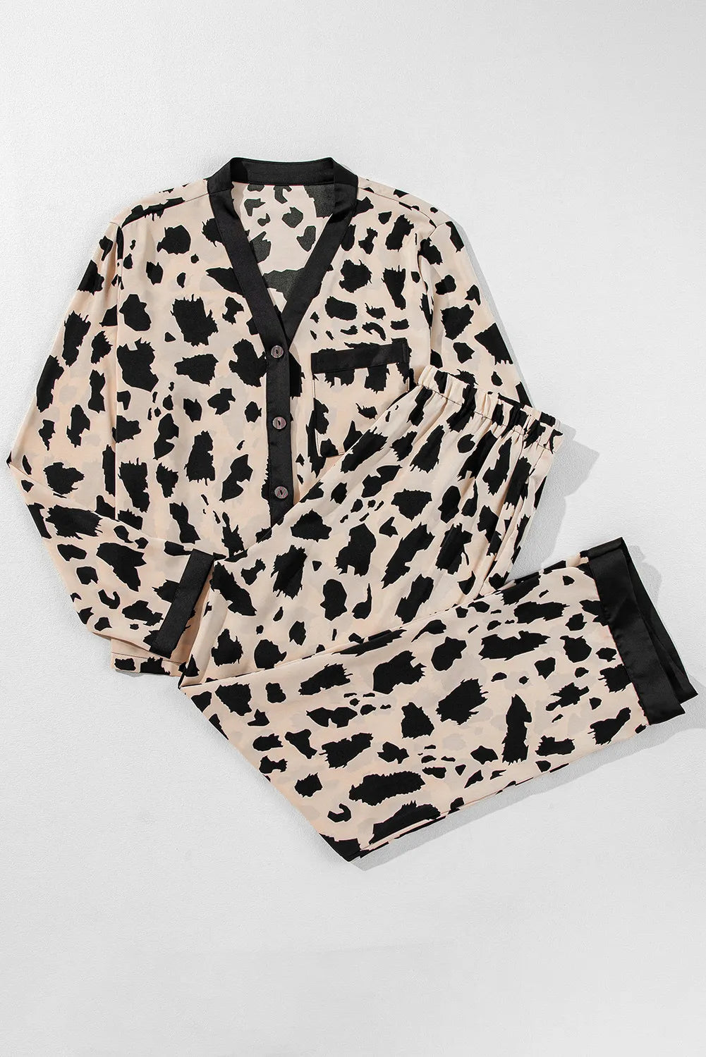 Button Up Long Sleeve Top and Pants Lounge SetLong Sleeve Top