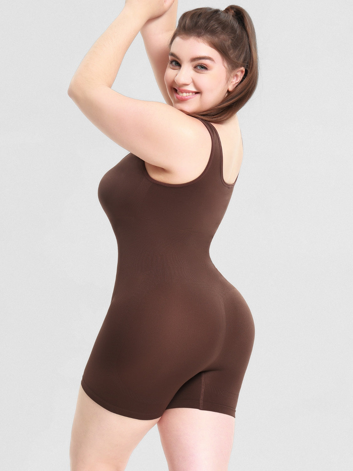 Scoop Neck Wide Strap Shaping Romper - Celeste