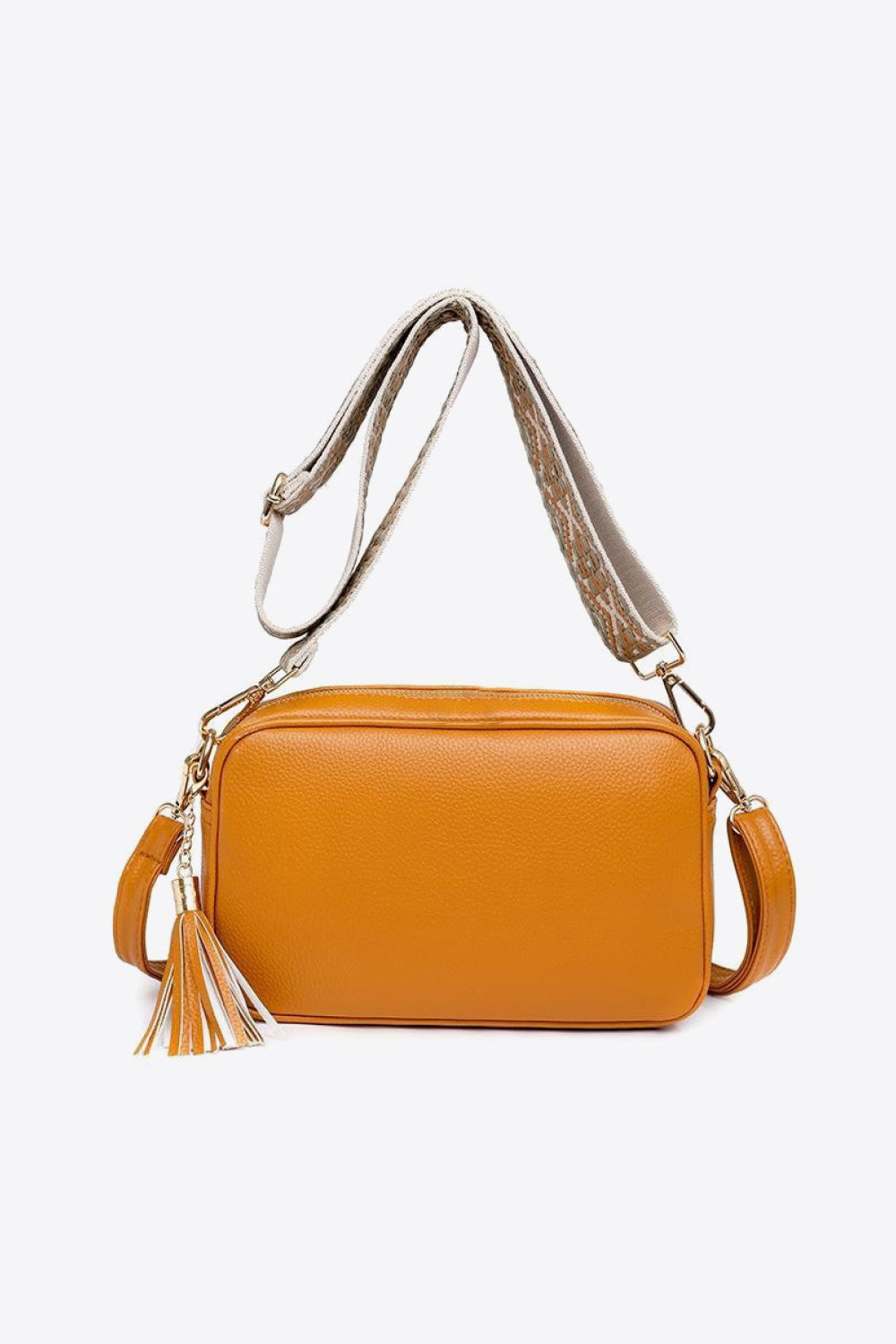 PU Leather Tassel Crossbody Bag - Celeste