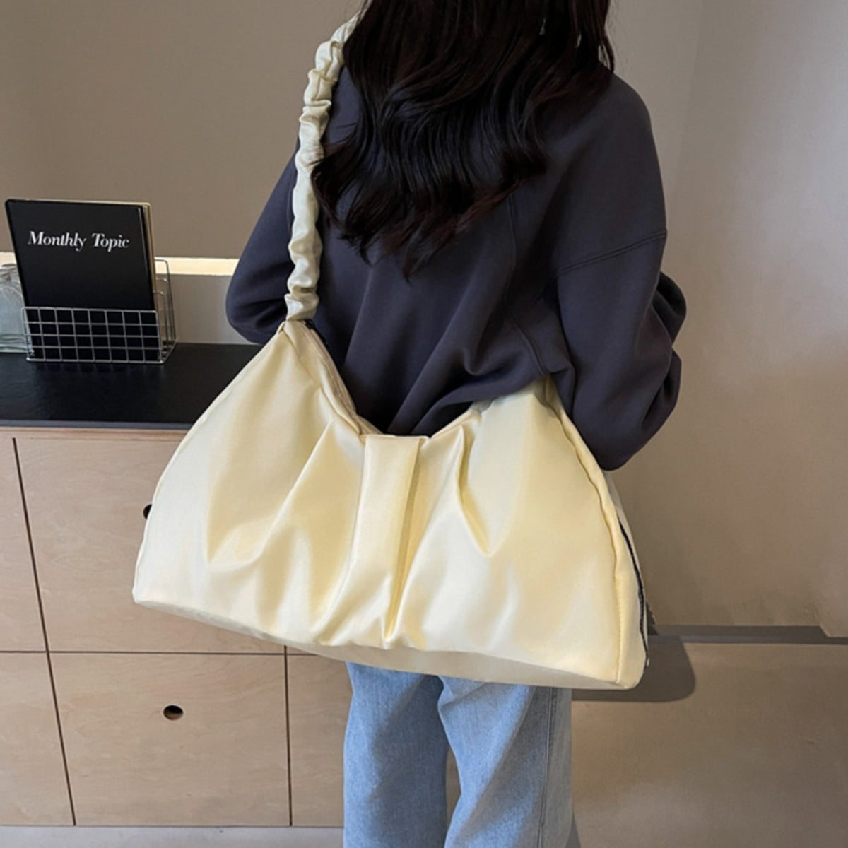 Ruched Large Tote Bag - Celeste