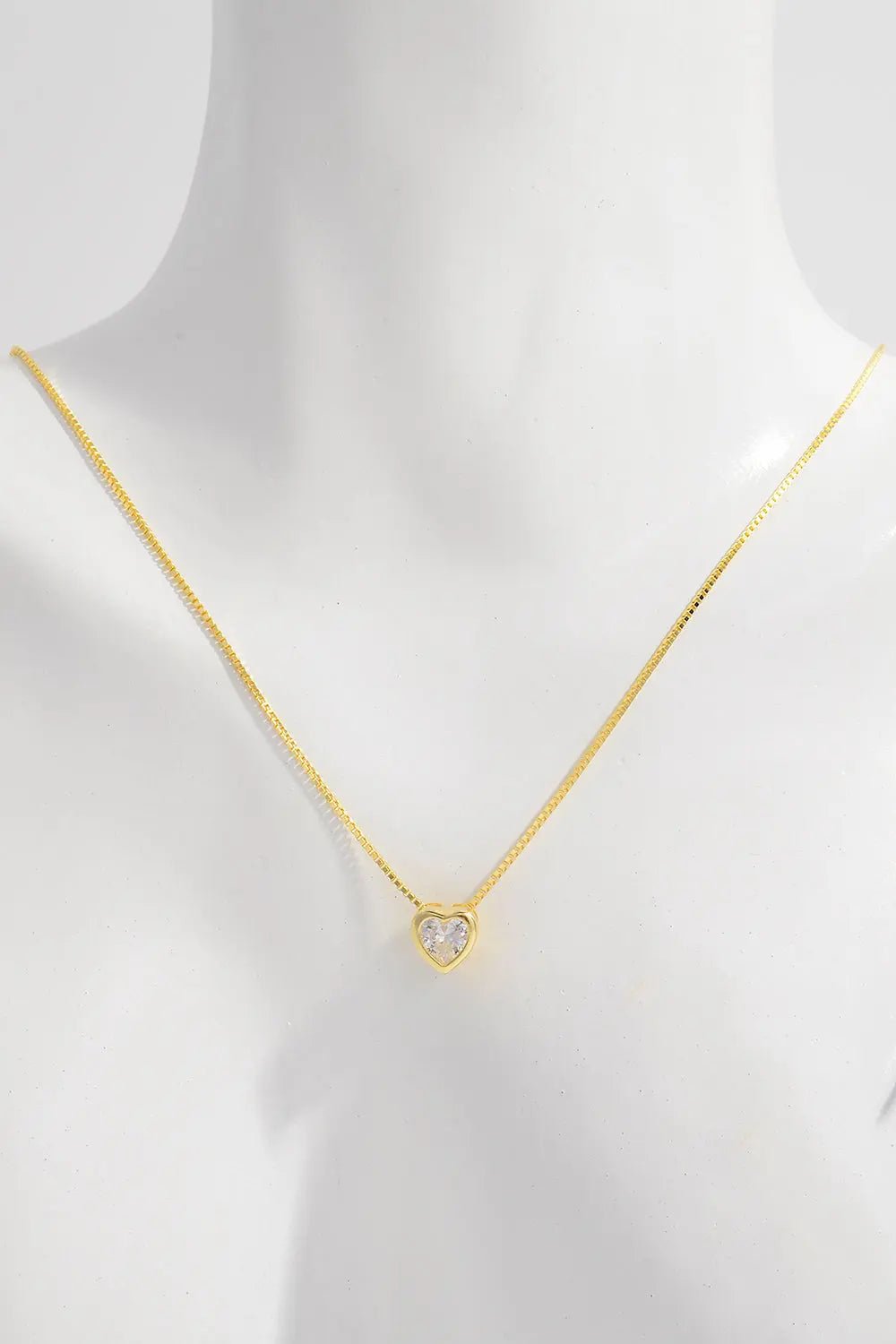 925 Sterling Silver Inlaid Zircon Heart Pendant Necklace - Celeste