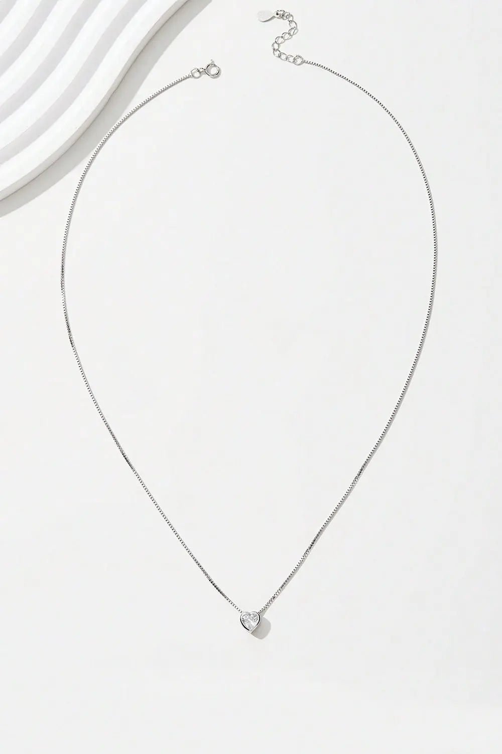925 Sterling Silver Inlaid Zircon Heart Pendant Necklace - Celeste
