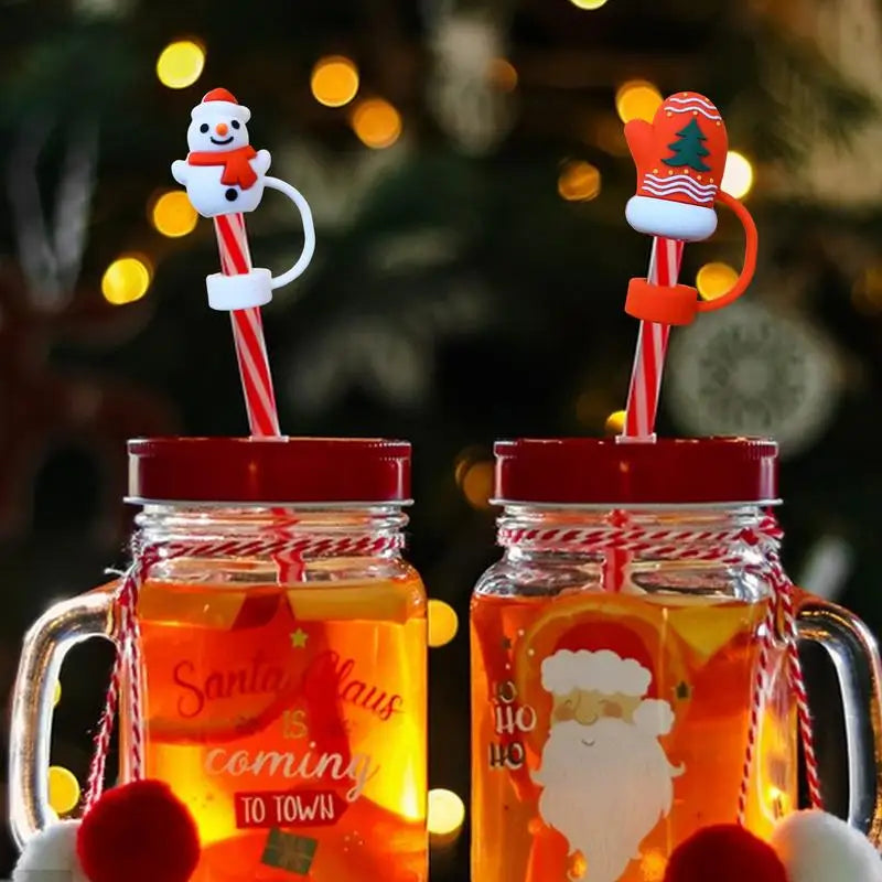 Christmas Cup Topper 6 Pieces Straw Cover