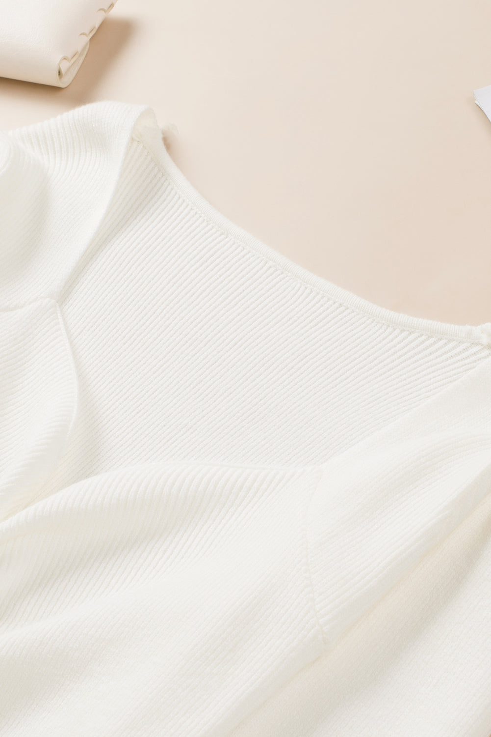 Ruched Sweetheart Neck Long Sleeve Sweater - Celeste