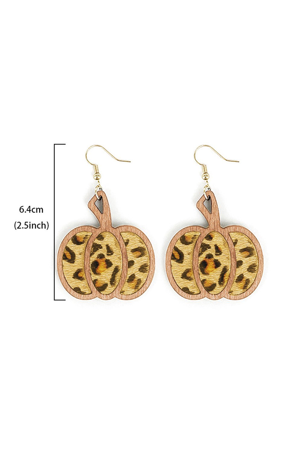 Brown Animal Print Pumpkin Shape Drop Earrings - Celeste Accessories/Jewelry