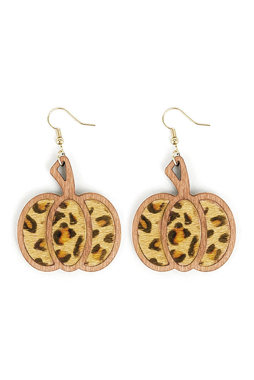Brown Animal Print Pumpkin Shape Drop Earrings - Celeste Accessories/Jewelry