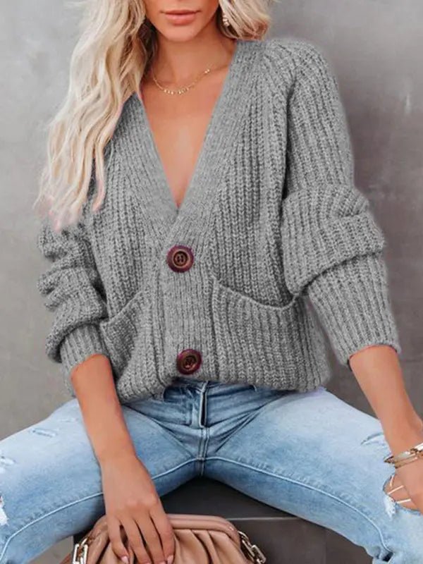 Double Breasted Button-Up Cardigan Sweater - Celeste Sweater