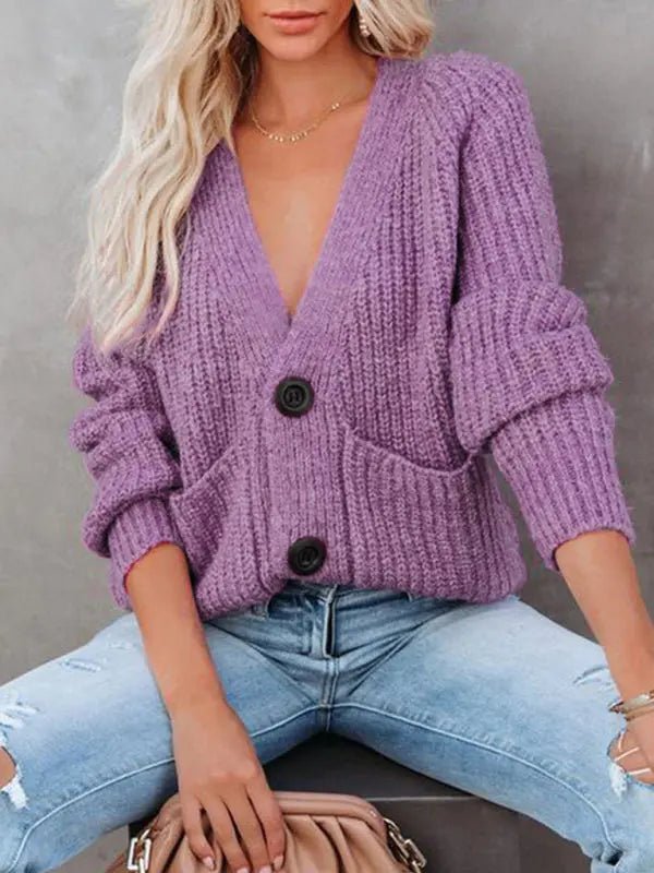 Double Breasted Button-Up Cardigan Sweater - Celeste Sweater
