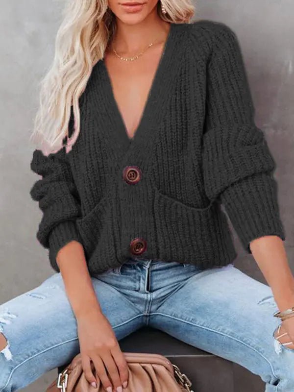 Double Breasted Button-Up Cardigan Sweater - Celeste Sweater