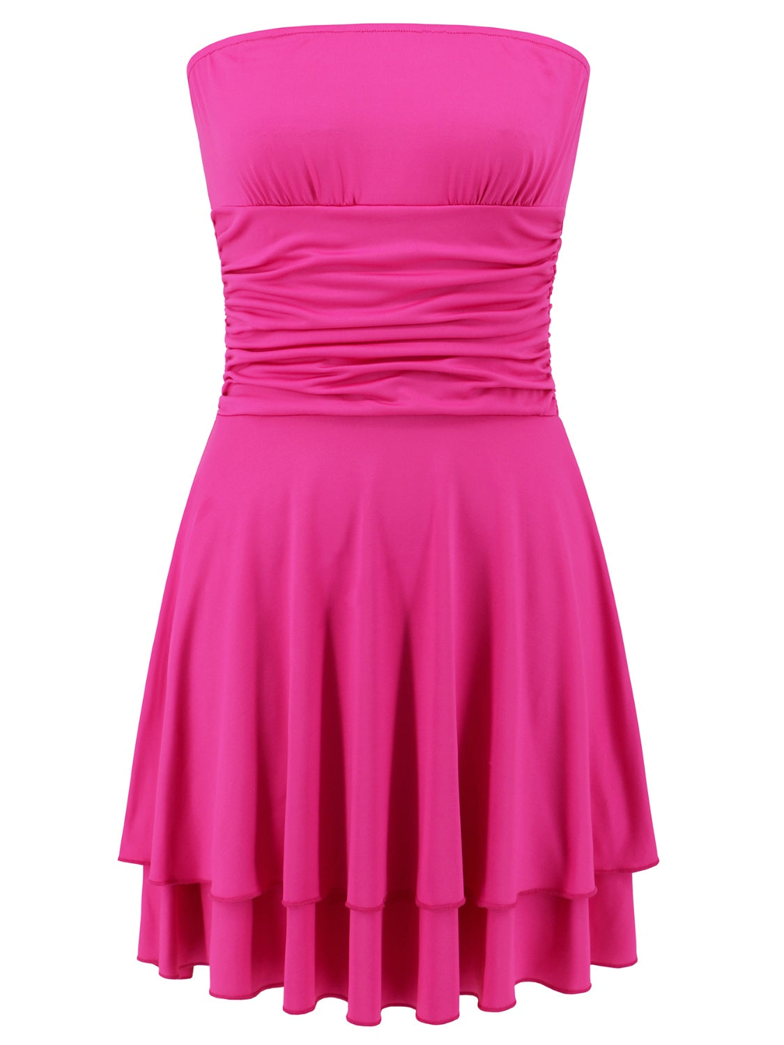Ruched Layered Tube Mini Dress - Celeste