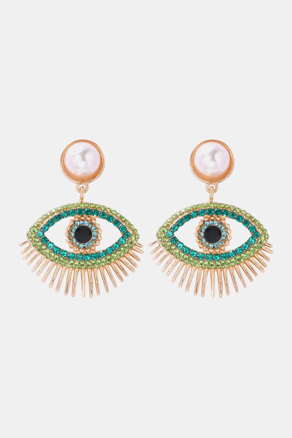 Evil Eye Shape Rhinestone Zinc Alloy Synthetic Dangle Earrings - Celeste
