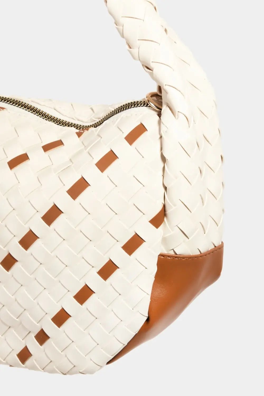 Fame Tassel Detail Weave Semi Circle Bag - Celeste