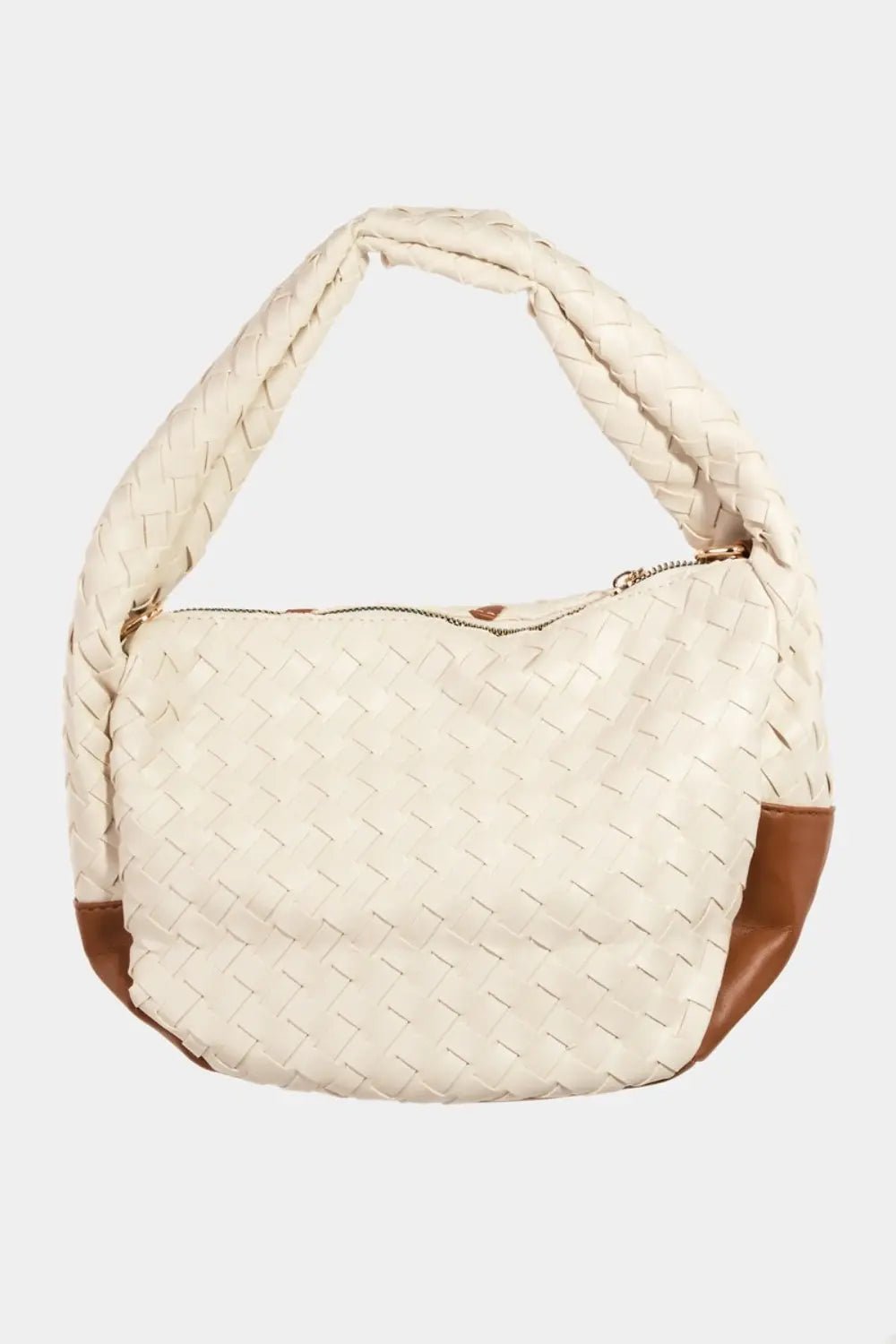 Fame Tassel Detail Weave Semi Circle Bag - Celeste