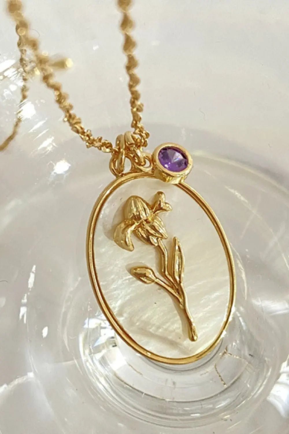Flower Shell Pendant Copper Necklace - Celeste