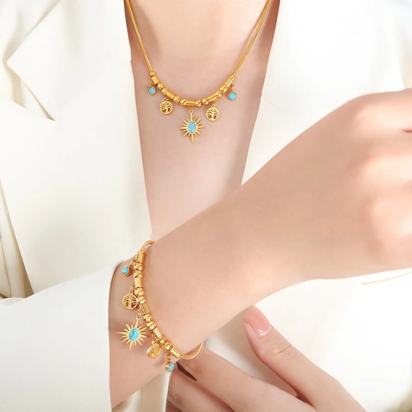 Gold-Plated Titanium Steel Charm Necklace - Celeste