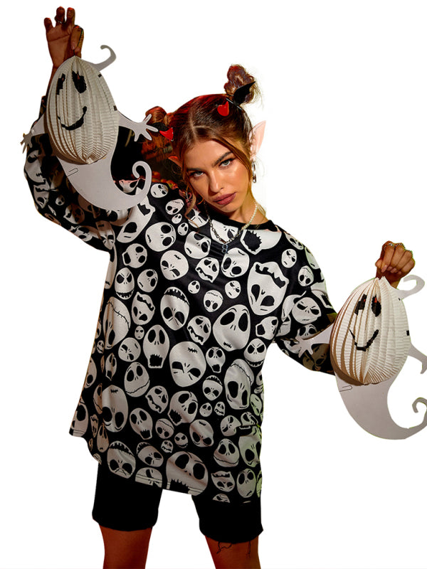 Women's Halloween Skull Print sweater
