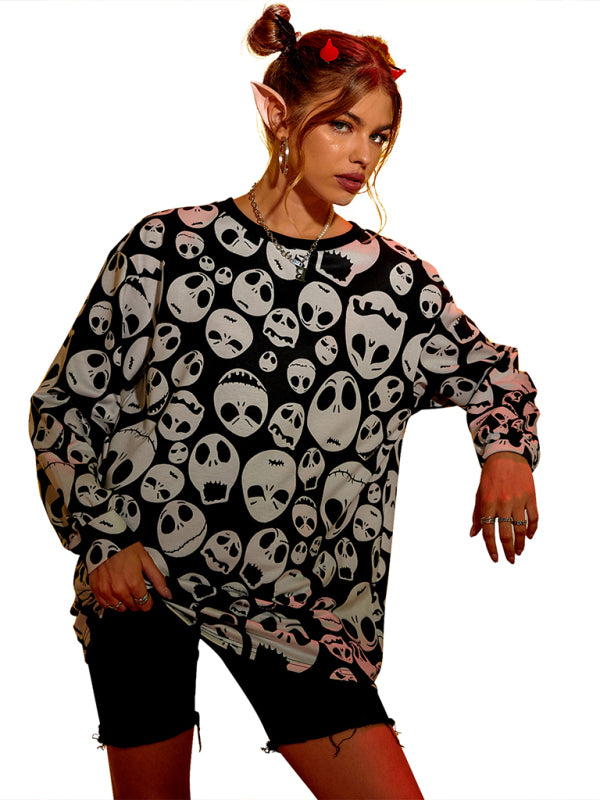Women's Halloween Skull Print sweater