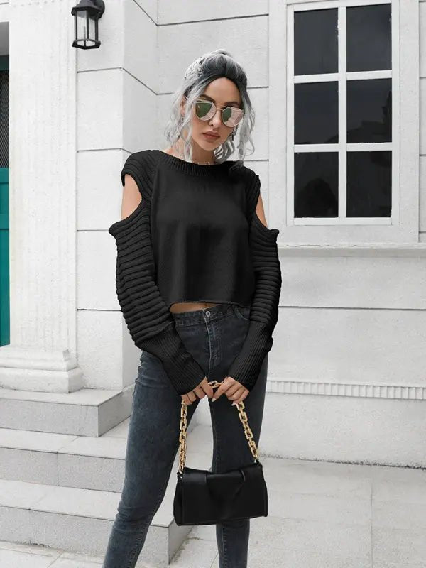 Off Shoulder White Sweater - Celeste