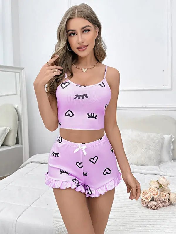 Selene - Lash & Heart Pajama Set - Celeste