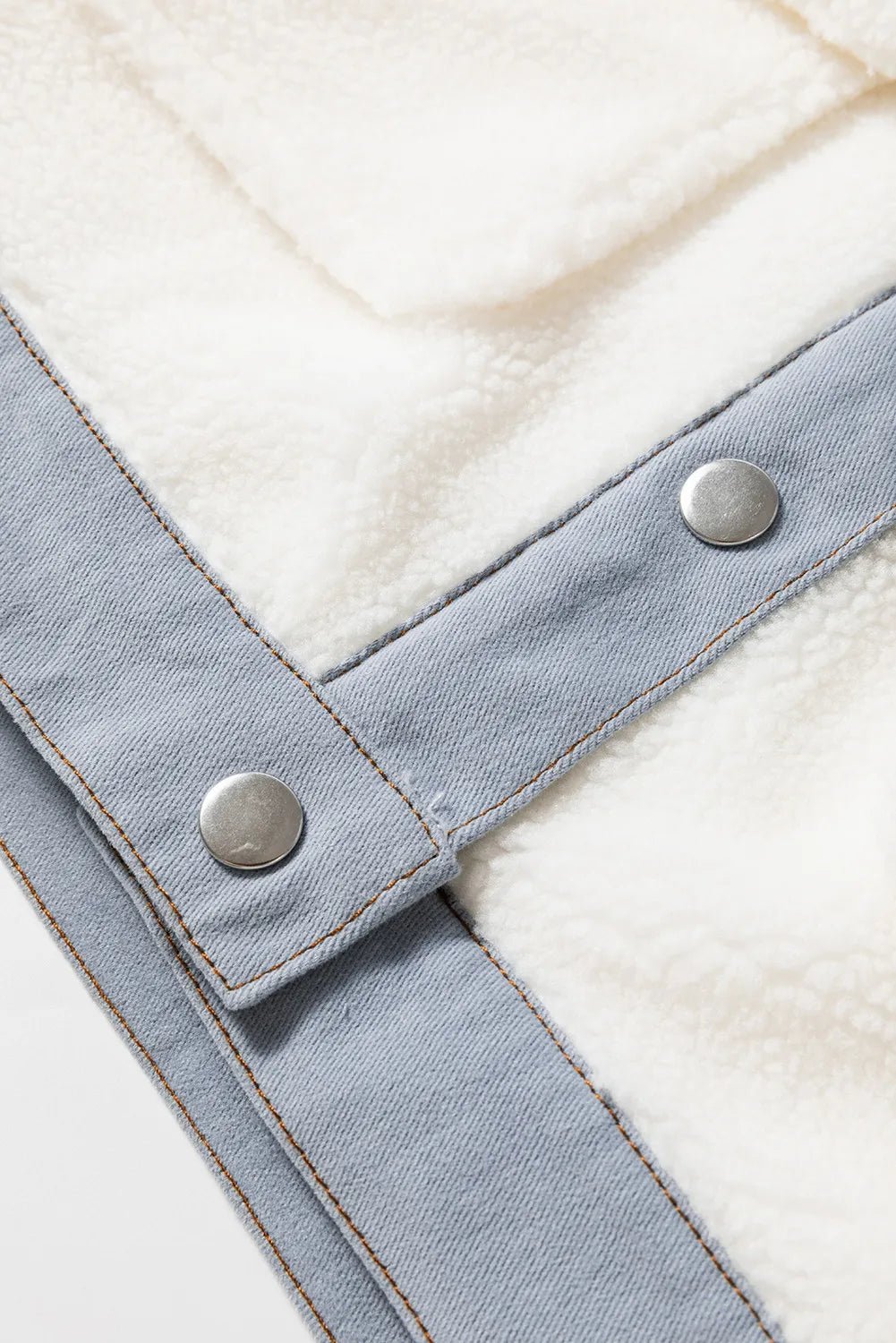 Snap Down Splicing Long Sleeve Jacket - Celeste