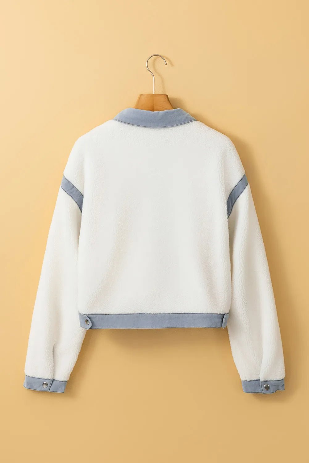 Snap Down Splicing Long Sleeve Jacket - Celeste