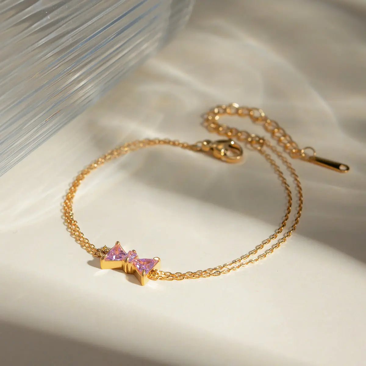 Stainless Steel Zircon Bow Bracelet - Celeste