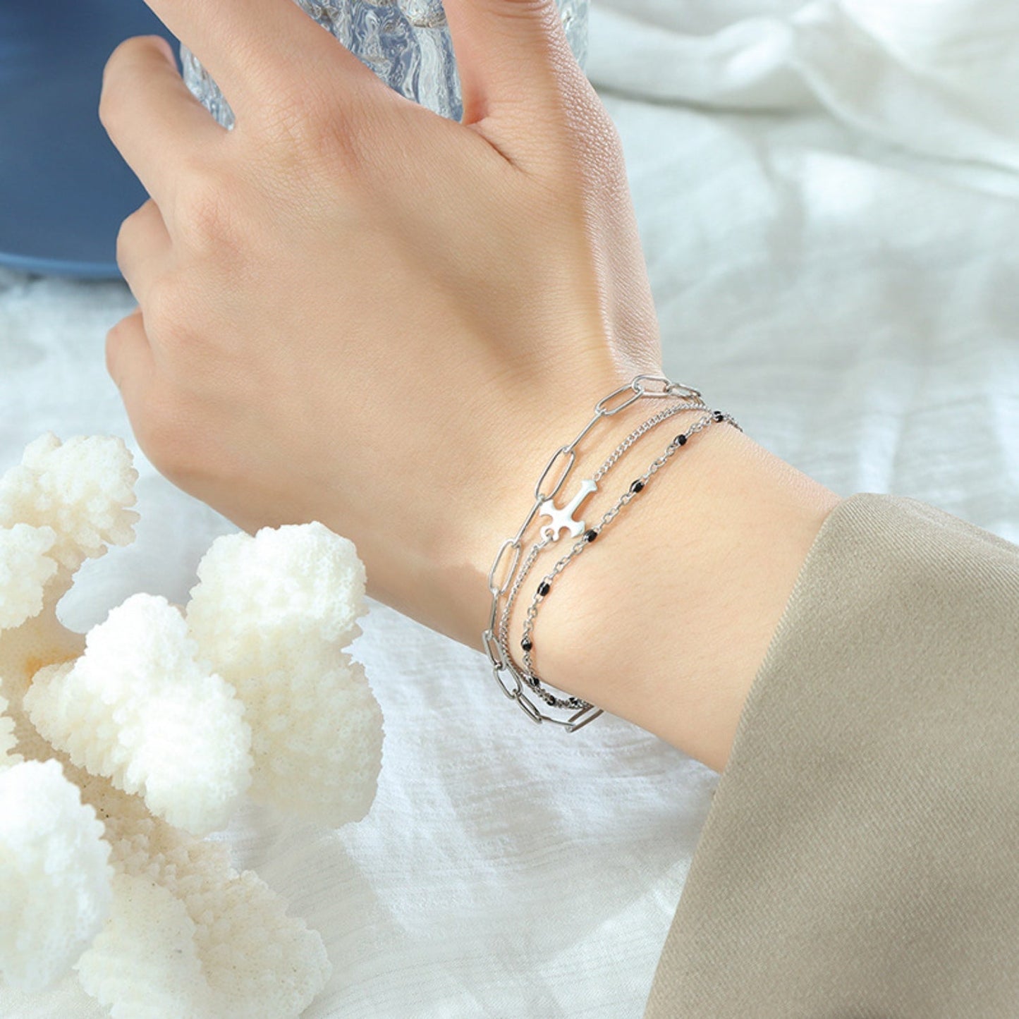 Titanium Steel Three-Layered Bracelet - Celeste