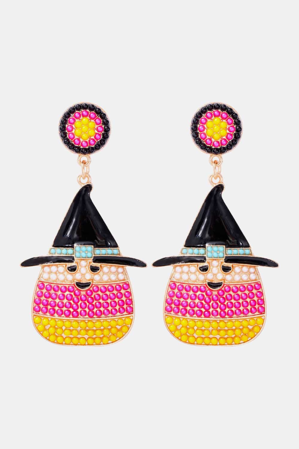Witch's Hat Shape Synthetic Pearl Dangle Earrings - Celeste
