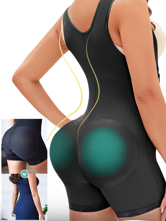 Full Size Side Zip Up Wide Strap Shapewear - Celeste    