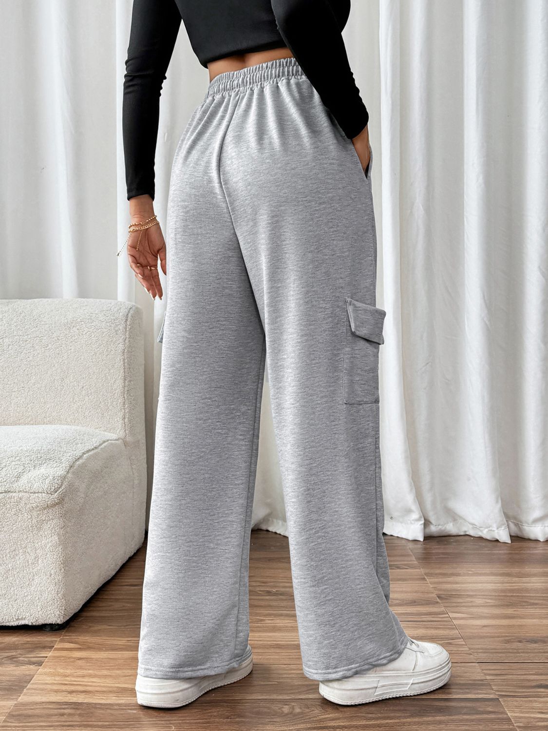 Perfee Drawstring Elastic Waist Joggers with Pockets - Celeste    