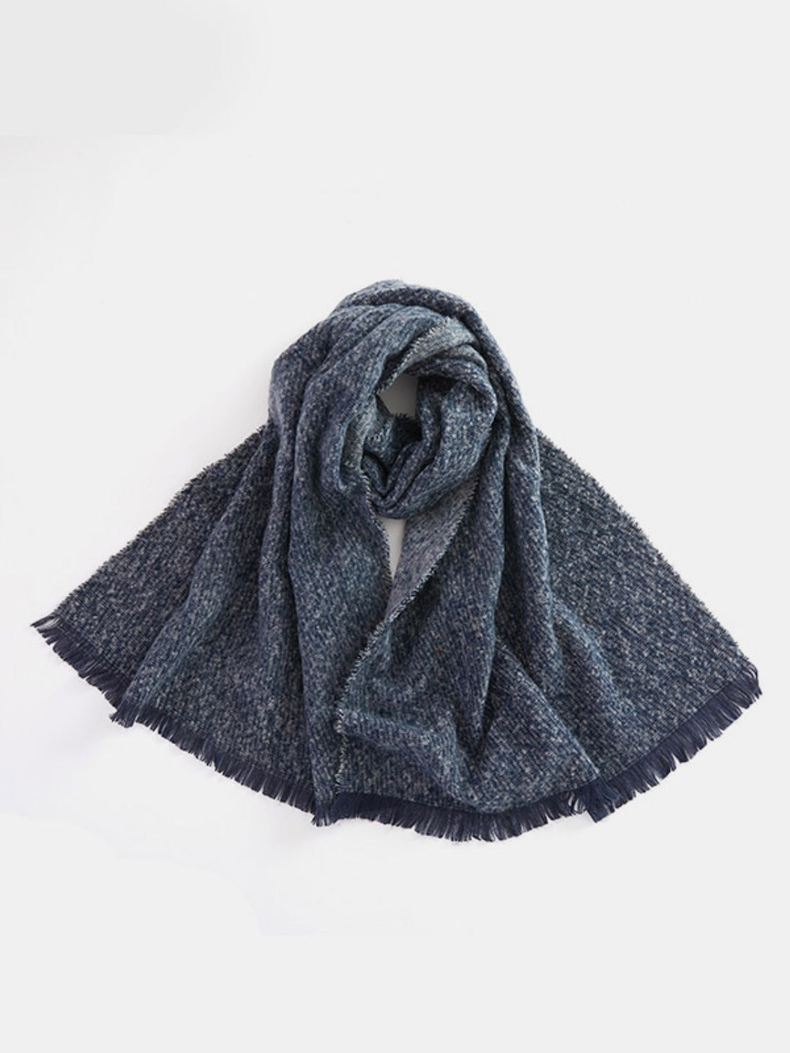 Raw Hem Heathered Polyester Scarf - Celeste    
