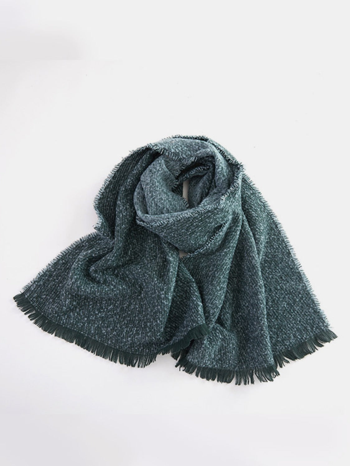 Raw Hem Heathered Polyester Scarf - Celeste    