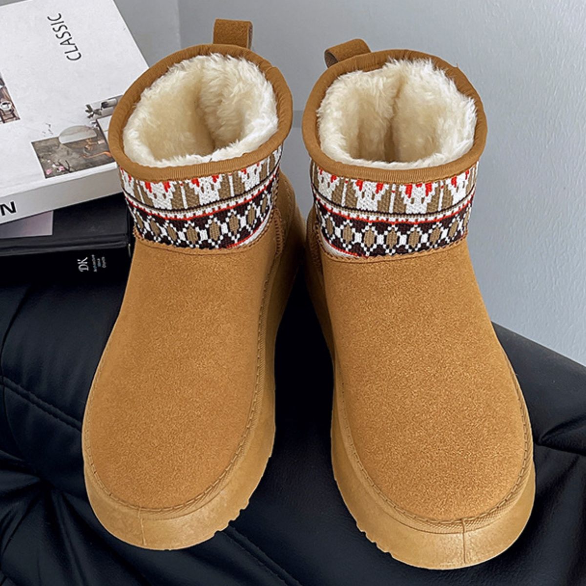Thermal Suede Platform Boots - Celeste    