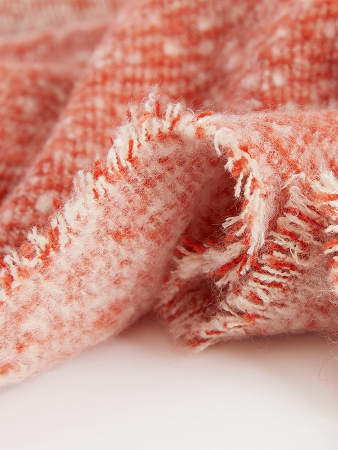 Raw Hem Heathered Polyester Scarf - Celeste    