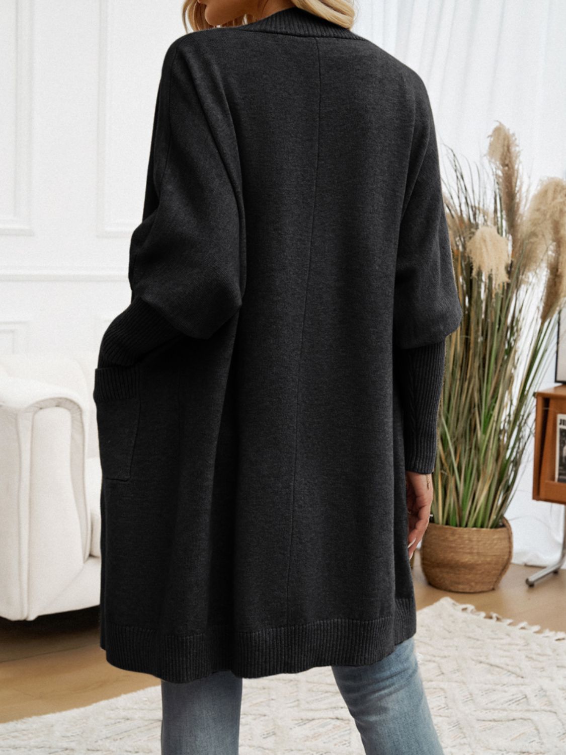 Devine Open Front Long Sleeve Cardigan - Celeste    