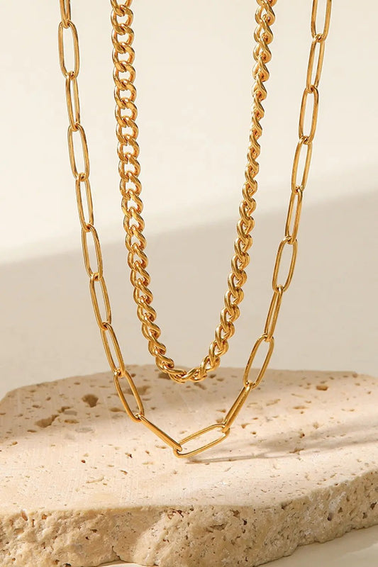 18K Gold Plated Layered Chain Necklace - Celeste  layered necklace  