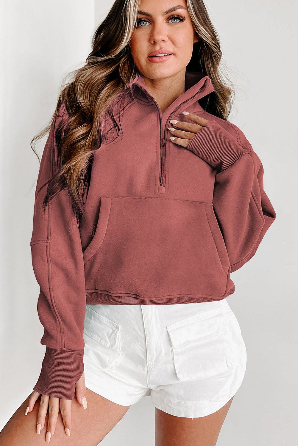 Brown Fleece Lined Sweatshirt - Celeste  Tops/Sweatshirts & Hoodies  