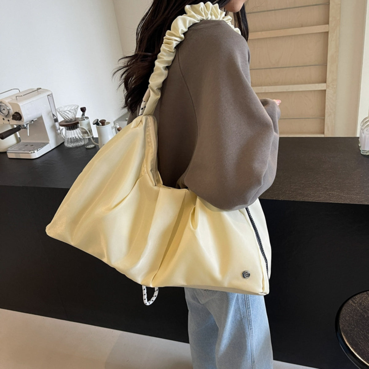 Ruched Large Tote Bag - Celeste    