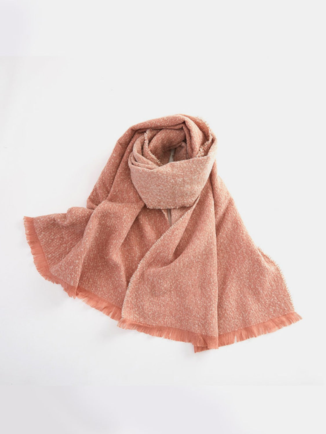 Raw Hem Heathered Polyester Scarf - Celeste    
