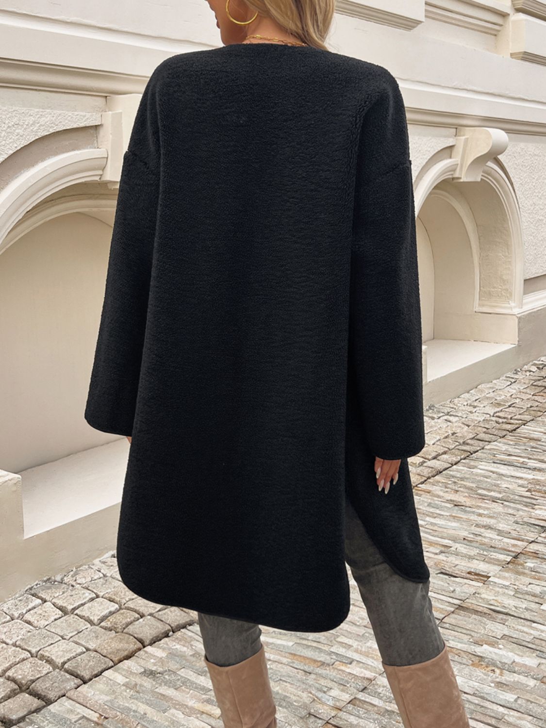 Devine Button Up Long Sleeve Coat - Celeste    