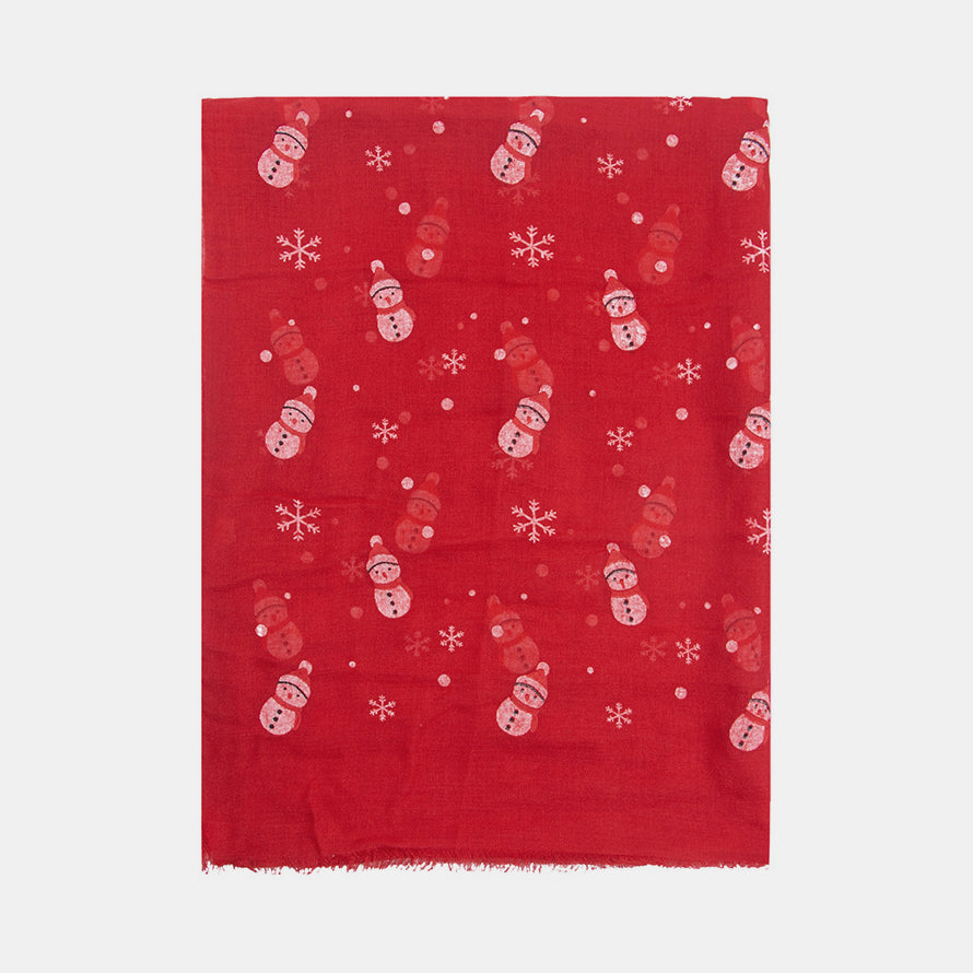 Fringe Snowman Polyester Scarf - Celeste    