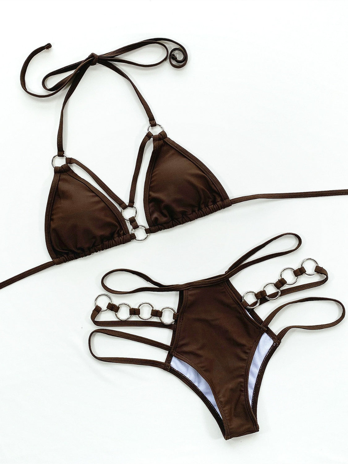 Cutout Halter Neck Two-Piece Bikini Set - Celeste    