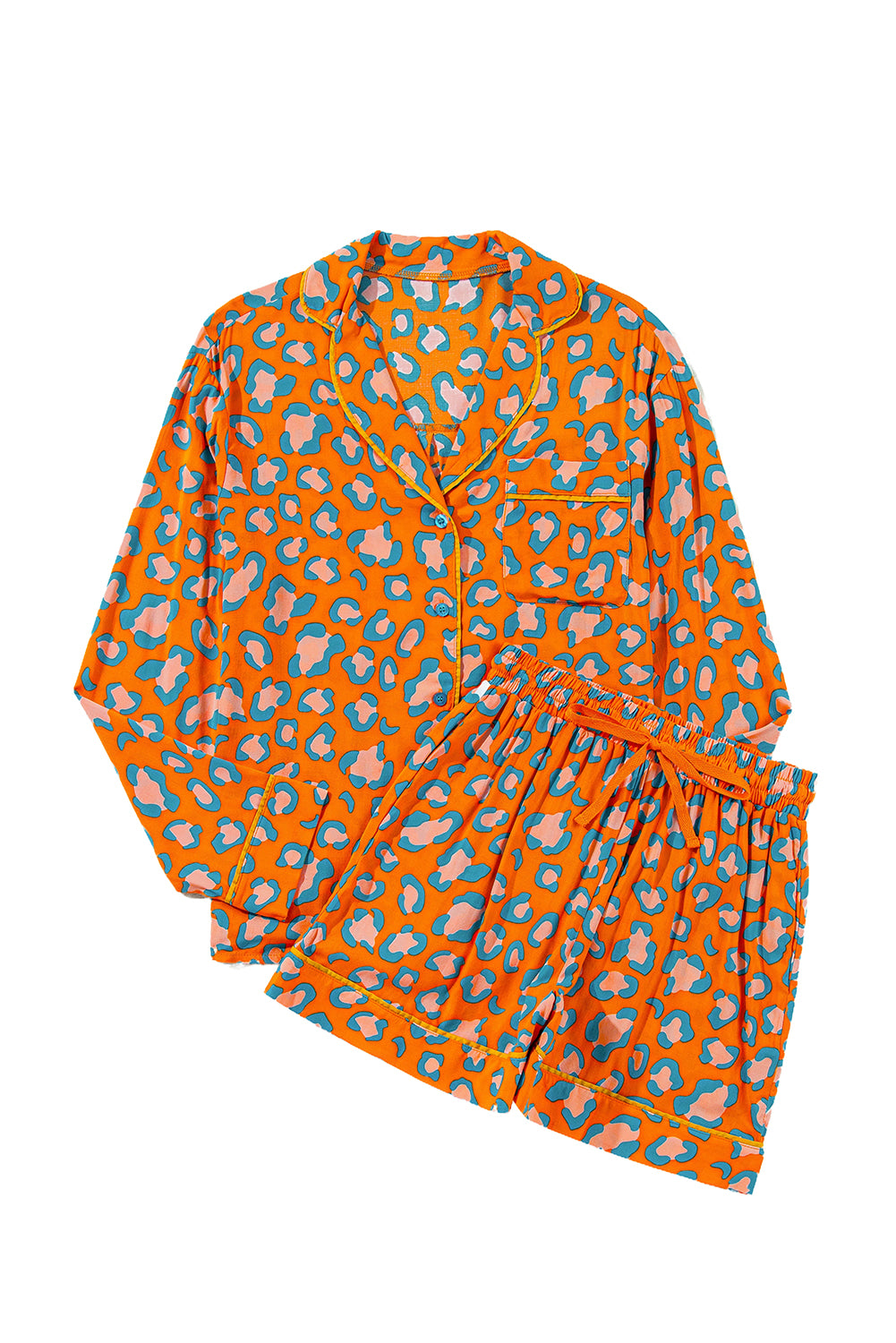 Orange Leopard Print Pajama Set - Celeste  Loungewear & Sleepwear/Sleepwear  