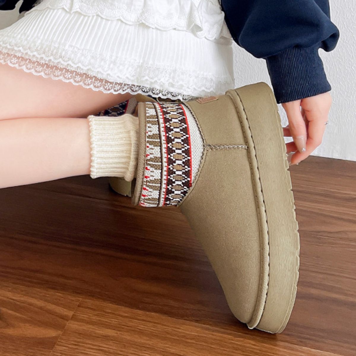 Thermal Suede Platform Boots - Celeste    