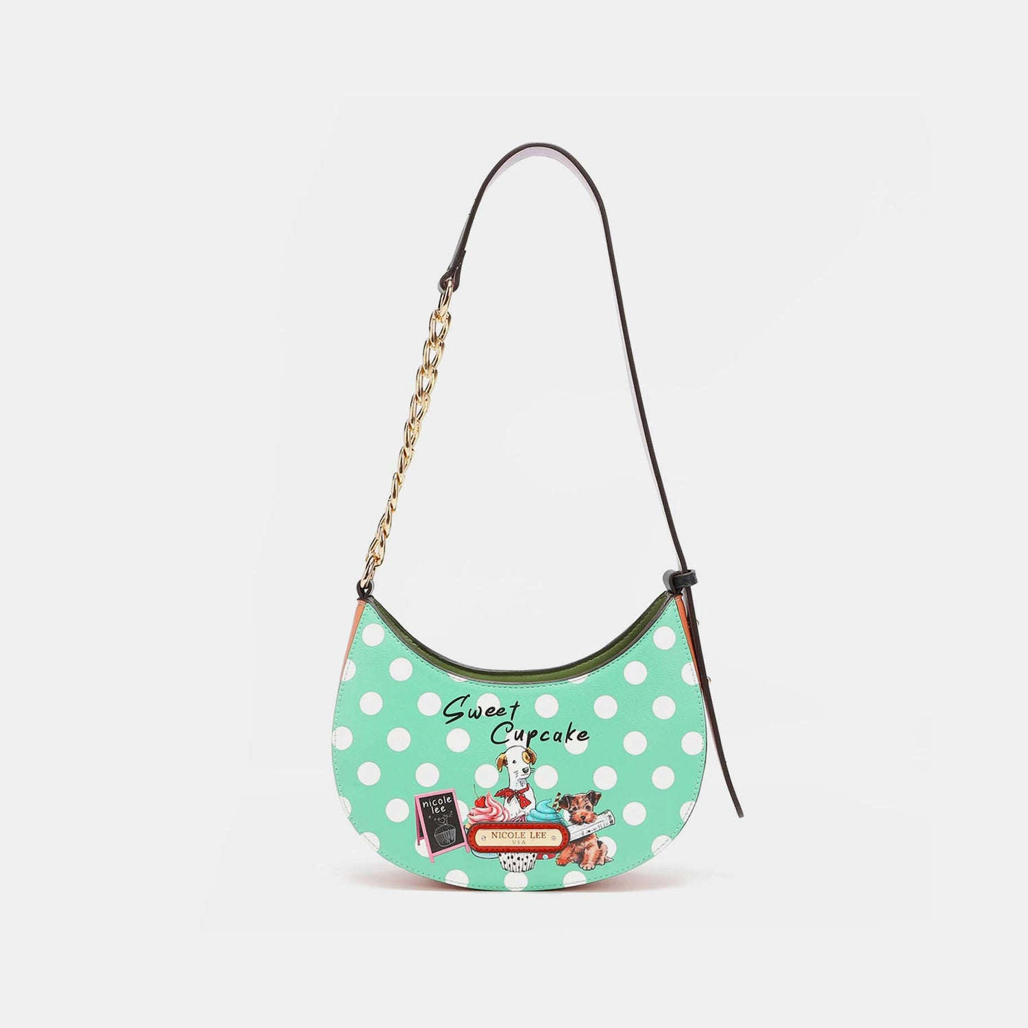Nicole Lee USA Vegan Leather Polka Dot Shoulder Bag - Celeste    