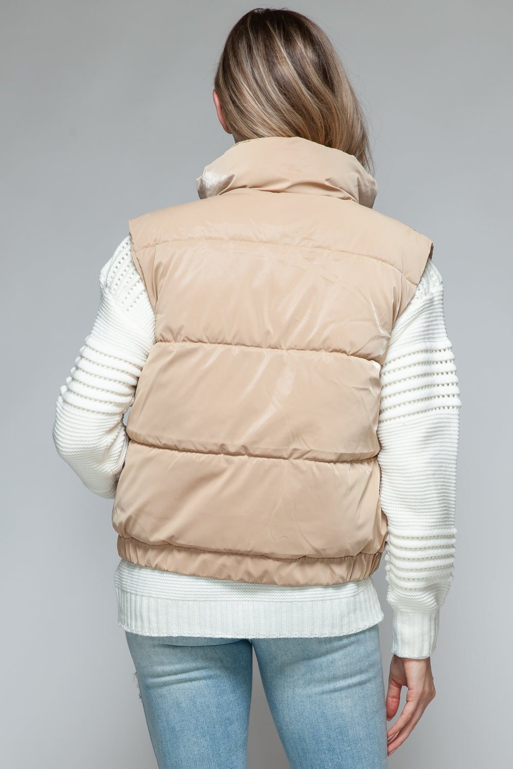Snobbish Fine Fur Lining Quilted Vest - Celeste    