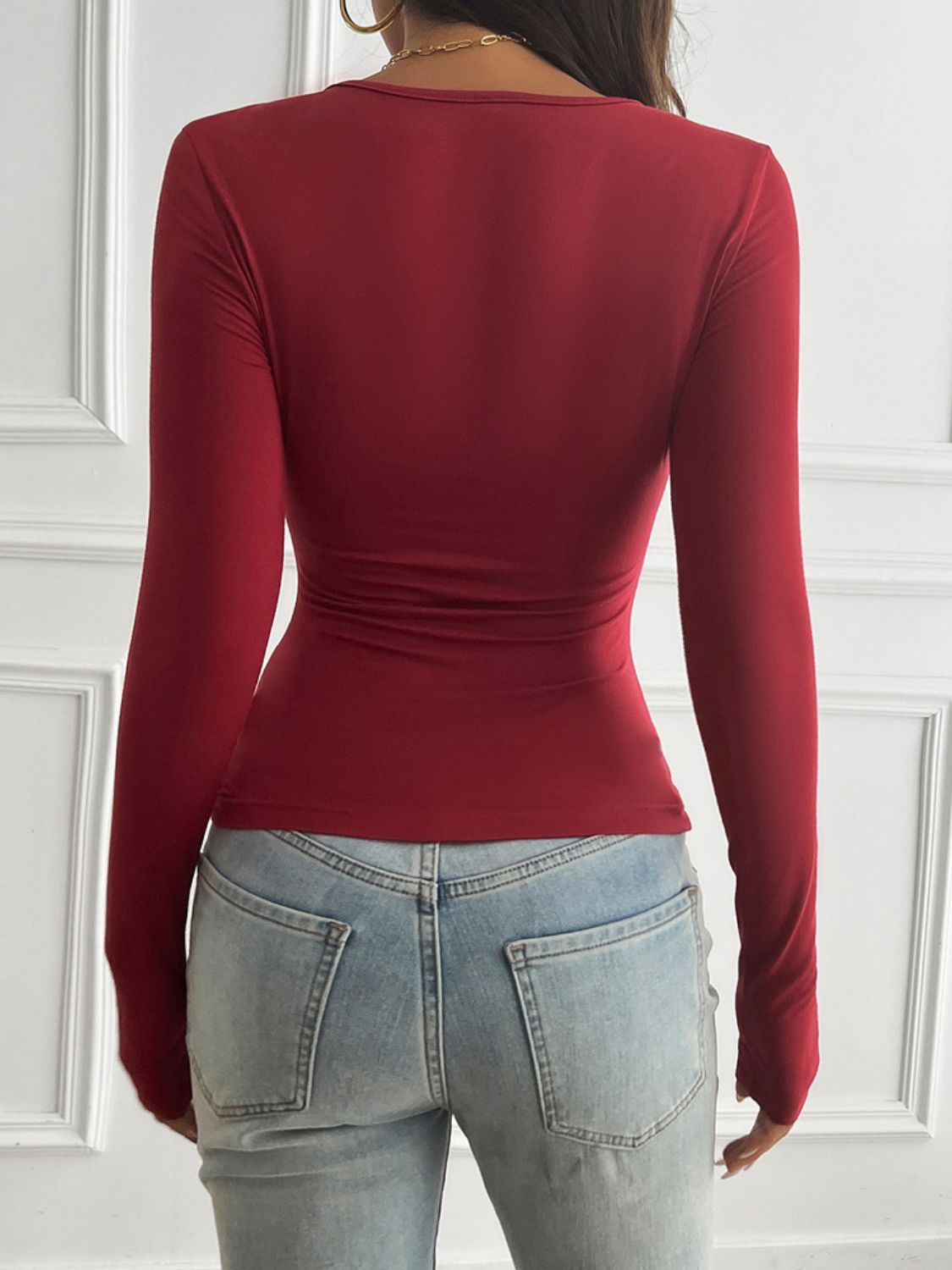 Devine Round Neck Long Sleeve T-Shirt - Celeste    