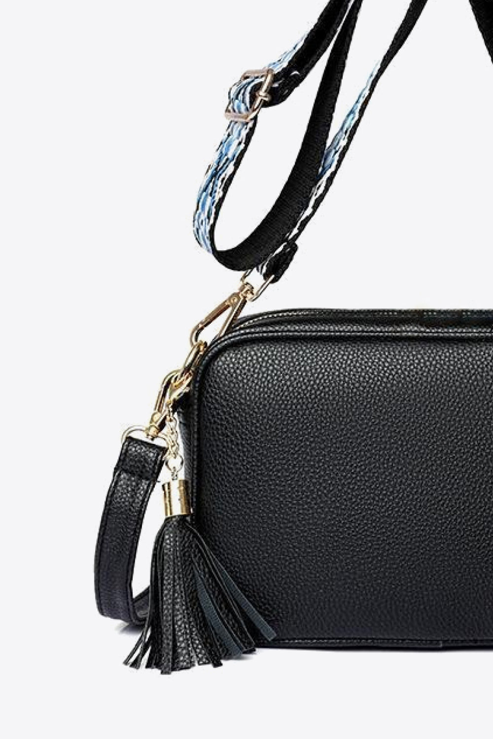 PU Leather Tassel Crossbody Bag - Celeste    